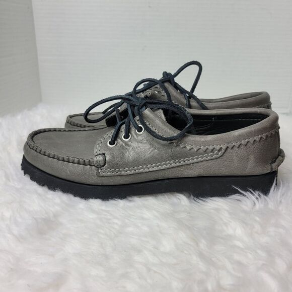 Quoddy Maliseet Bluchers Mens Size 7 D Oxford Gray Leather Boat Shoes New main image 9